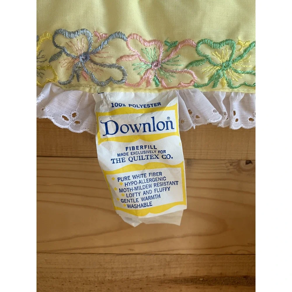 Downlon‎ Vintage 50's 60's New Baby Blanket Set Yellow Flower Ribbon Lace